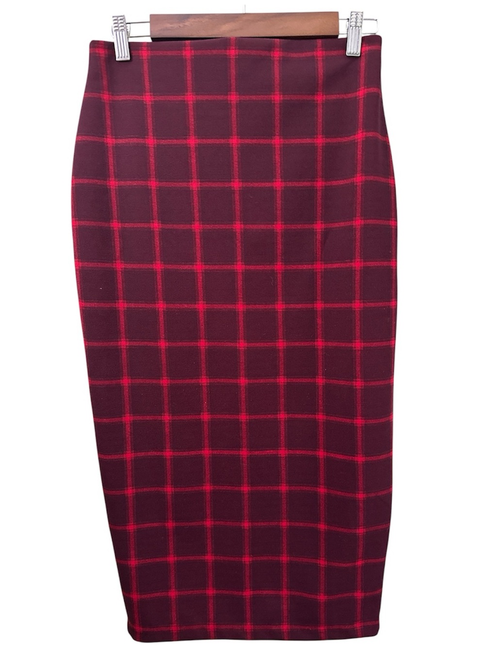 Old Navy Burgundy and Red Plaid Pencil Skirt Size SP